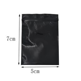 5 7cm Mini Black Zip Lock Refermable Zipper Bag 500pcs / lot Emballage en plastique auto-scellant Sac Retail Zipper Épicerie Cadeau Emballage Storag2721