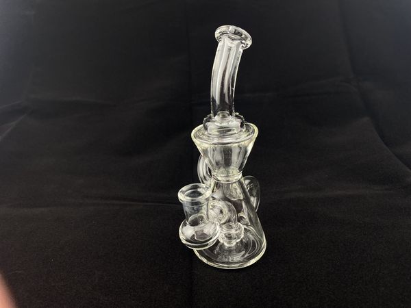 bong recycleur clair à 2 sections, narguilé en verre, pipe à fumer pour plate-forme pétrolière, joint de 14 mm, bienvenue à la commande