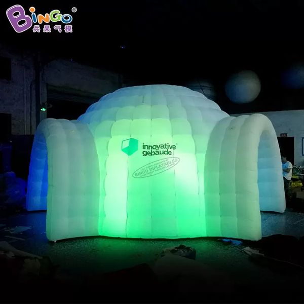 Tienda de campaña con cúpula de luces inflables de 5,7x5,5x3,5 mH con túnel, tienda de campaña para feria, dosel de iglú inflado para decoración de eventos y fiestas, juguetes deportivos