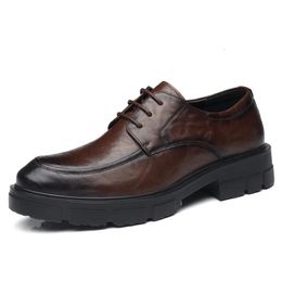 5 8 10 Cm chaussures à talons hommes mode décontracté en cuir de vache chaussures habillées pour hommes britannique respirant marié plate-forme chaussures de mariage mâle 240102