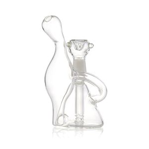 5,8-inch doorzichtige recycler minibeker glazen waterpijp bong - verspreide downstem percolator, 14 mm mannelijk gewricht