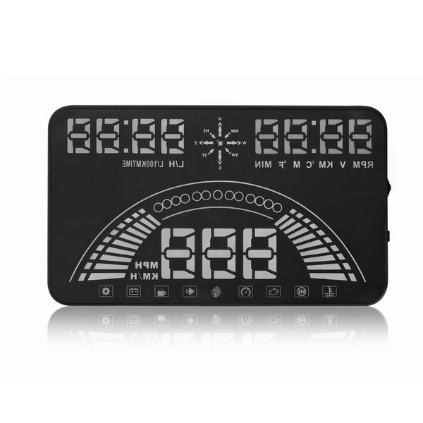 5,8 pouces Car OBD GPS GPS HUD HEAD UP Affichage pour une conduite en toute sécurité avec MPH KM / H Compass Fuel Consommation de carburant Batterie Tension de la batterie