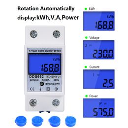 5 (80) A 230V DIN Rail 50Hz Digital Energy Meder KWH DIN METER METER LCD Affichage DDS662 COMPRESSION DE KWH SUPPOSITIQUE numérique