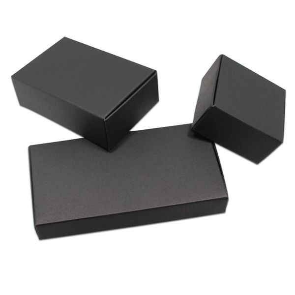Boîtes d'emballage de savon faites à la main en carton noir 5.8x5.8x3.2cm, boîte d'emballage de rangement en papier Kraft pour accessoires de bijoux, cadeaux d'anniversaire