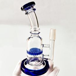 5,9 pouces Pipe à fumer huile Dab Rigs narguilés colorés épais cou plié peigne Perc percolateur bongs en verre percolateur en nid d'abeille bleu 14mm conduites d'eau