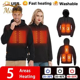 5 áreas Sudaderas con capucha Hombres Mujeres Harajuku Sudaderas con calefacción Invierno Cálido USB Abrigo con calefacción Autocalentamiento Chaqueta térmica con calefacción 231226