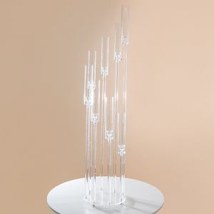 Portavelas de acrílico transparente de 5 brazos con vela LED y batería 65 juegos Portavelas de acrílico transparente de 8 brazos con vela LED y batería 4 juegos