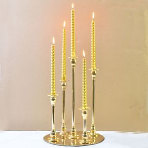 Candelabros cónicos dorados de metal de 5 brazos para candelabros de boda Ocean Express