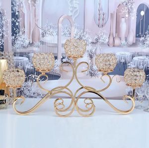 5 Armen Kerst Kandelaar Bruiloft Tafel Centerpieces Kristal Hangende Kaarshouder Home Hotel Bruiloft Centerpieces Decoratie