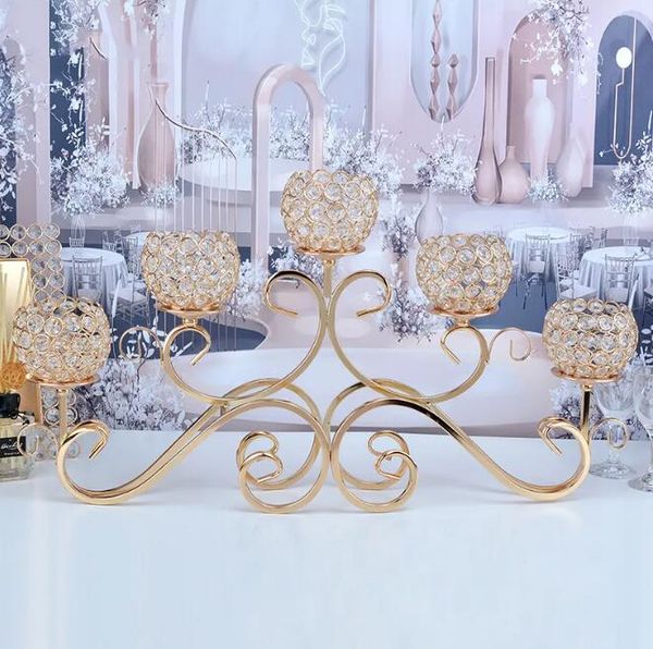 Candelabro navideño de 5 brazos, centros de mesa de boda, candelabro colgante de cristal, decoración para centros de mesa de boda, Hotel y hogar