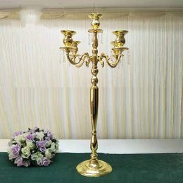 5 Arms Gold Candelabra Metal Candle Holders Stands Wedding Road Lead for Party Decoration Metal Candelabra Centerpieces IMake897