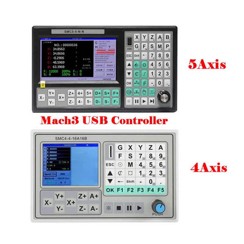 5 Axis Mach3 USB CNC Offline Controller 500KHZ Motion Card SMC5-5-N-N 7 Inch Screen 4 Axis Breakout Board for CNC Router Machine