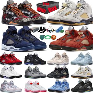 5 basketbalschoenen voor heren dames 5s Plaid Craft Aqua Concord UNC Green Bean Racer Blue Bird Metallic Raging Fire Red We The Best Sail Muslin Fire Red Sports Sneakers