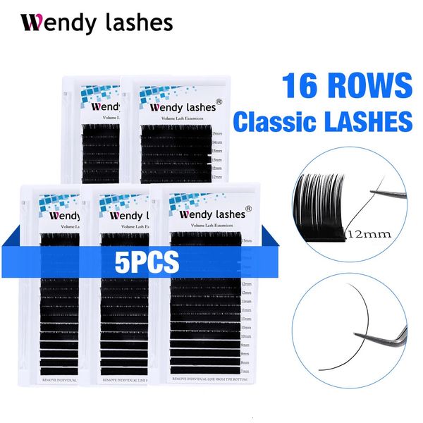 5 / Pestañas por lotes Extendidas 16 líneas Pestañas postizas clásicas Venta al por mayor Visón natural Suministros para pestañas personales Maquillaje Pestañas Wendy 240104