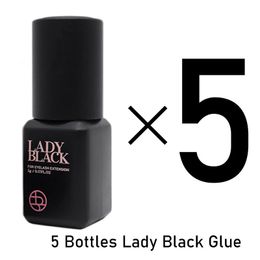5 botellas Lady Black Lash Glue Corea seca más rápido más fuerte Extensiones de pestañas postizas Glue 5 ml Herramientas de maquillaje Adhesivo 240426