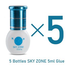 5 bouteilles Extensions de cils de zone ciel Glue 5G Adhésif à sec rapide Basse irritation Faux Lava Lashes Beauty Makeup Tools Korea 240426