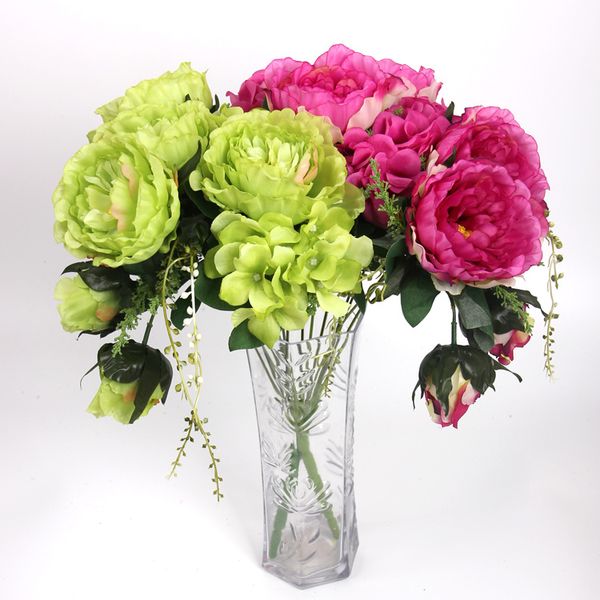 5 bouquets artificiels artificiels à la main pivoine de boucles de fleurs de style rural pour le mariage pour la maison de mariée décoration de bouquet de mariée