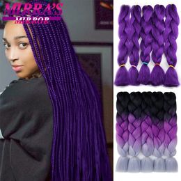 5 Bundles Jumbo Braid Hair Purple Synthetic Braiding Hair for Box Crochet Braids Support Wholesale Green Pink Braids 100g/Pack 240506