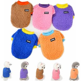 5 Snoepkleur Dog Apparel Trui Super Zachte Fleece Doggy Winter Warm Jas Leuke Huisdier Sweatshirt Jas aan Koud Wheather voor Kleine Medium Honden Cat Clothes Pink XXL A69