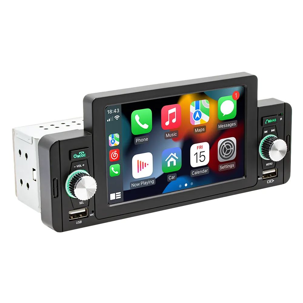 5 '' CarPlay Radio Car Stereo Bluetooth MP5-speler Android-Auto Hands Free A2DP USB FM Receiver Audiosysteem Hoofd Eenheid 160c