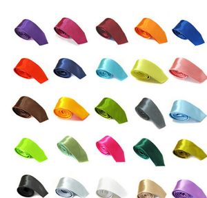 5 cm 24 couleurs en stock cravates de taille régulière pour hommes imitent la soie couleur unie cravate de mariage unie longueur gratuit