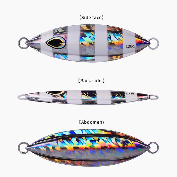 5 colores 11cm 100g señuelos de metal que se hunden La placa de hierro de arranque lento pez de plomo, barco pesca en el mar señuelo luminoso placas de hierro