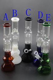 5 couleurs 12 pouces Bong en verre épaississement 6 bras bécher conduites d'eau 18.8mm Joint 23cm hauteur avec bol narguilés accessoires pour fumer