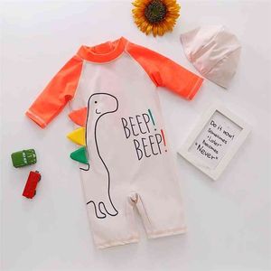 5 kleur 2-7y zomer kinderen kind meisje jongen badpak bodysuit cartoon korte mouw badmode strandwear + hoed 210515