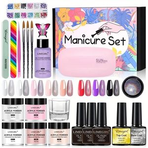 Kit de uñas acrílicas de 5 colores con lámpara - Perfecto para el bricolaje en el hogar, regalos de salón de uñas para novias madres!