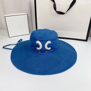 5 Color Designer Bucket Hat Casquette Womens Mens Fashion Big Denim Bucket Hats Diseñadores Gorras Sombreros Gorra de béisbol Sunhat Summer Beach Hat