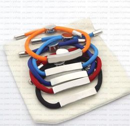 5 kleuren designer bedelarmband gegraveerd V initialen nylon touw ruimte email mode titanium staal zwart rood blauw gekleurd verzilverd voor dames vrouw heren cadeau-A