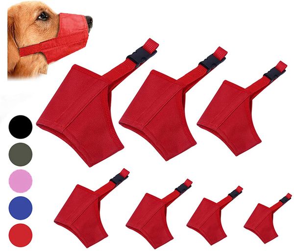 Colliers pour chiens de 5 couleurs, muselière souple réglable pour chiens de petite, moyenne et grande taille, entraînement en maille d'air, morsure, aboiement, mastication, flanelle respirante, protection