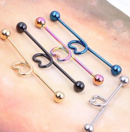 5 kleur hartvorm 44 mm lange industriële barbell piercing spiraalvormige oorrang oor piercing tragus bar helix oord plug stretcher5563902