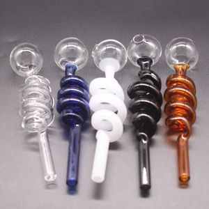 Pipes à fumer en verre incurvé de 5 couleurs Brûleurs à mazout Dab Rig 9cm Longueur 1.5cm Diamètre Ball Balancer Water Bong