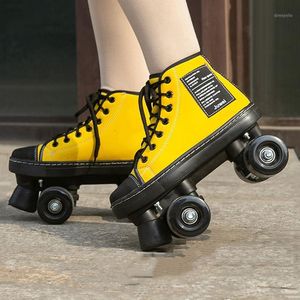 5 kleuren Nieuwe Stijl Patines Volwassen Dubbele rij Rolschaatsen Vier-sheel Volwassen Mannen Vrouwen Outdoor Rolschoenen1