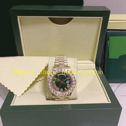 5 kleuren echte foto met doos diamanten horloge heren 43 mm datum grote Romeinse groene wijzerplaat rood blauw 228238 18K geel gouden bezel armband heren automatische horloges