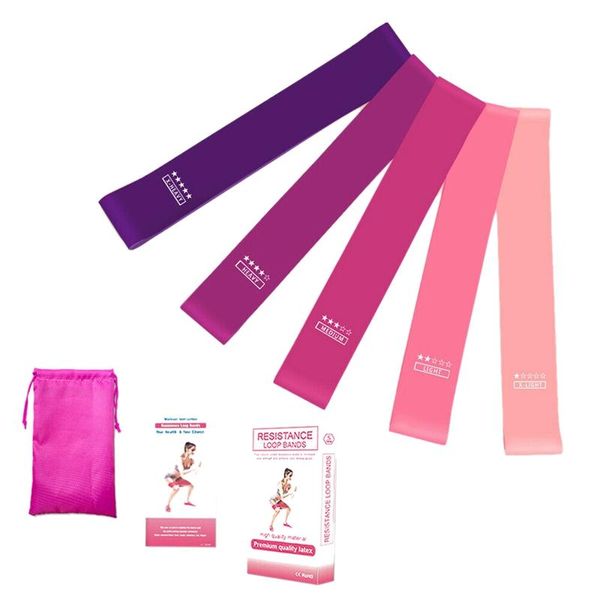 5 couleurs/ensemble bandes de résistance violettes entraînement de Fitness bandes de caoutchouc Crossfit boucles de Pilates bandes d'exercice de Yoga en Latex