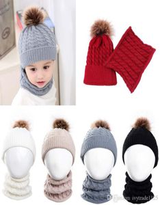 5 kleuren Baby Kids Winter Warme Muts Sjaal Effen Kleur Muts Gehaakte Kinderen Leuke Hoed pasgeboren Hoed Cap Baby Kids Moederschap 03T4807520