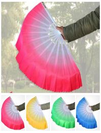 Éventail à main chinois en soie, 5 couleurs, éventails courts de danse du ventre, accessoires de Performance sur scène pour fête, 50 pièces, H05299294417