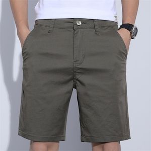 5 kleuren klassieke stijl heren slanke shorts zomer zakelijke mode dunne stretch korte casual broek mannelijke beige khaki grijs 220318