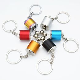 5 kleuren Creative Mini 6 Speed ​​Gear Shifter Keychains Free Shift Hangers Auto tandwielen Hoofd Key Chain Pendant Accessoires