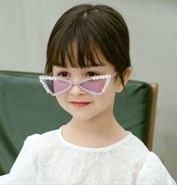 5 couleurs mignon enfants lunettes de soleil luxe diamant oeil de chat bébé lunettes de soleil enfants lunettes UV400 vente en gros