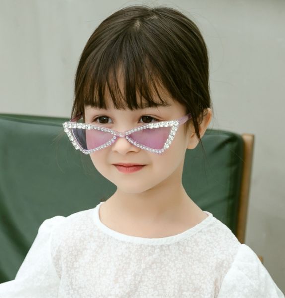 5 couleurs mignon enfants lunettes de soleil luxe diamant oeil de chat bébé lunettes de soleil enfants lunettes UV400 vente en gros