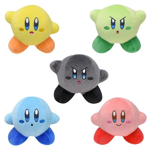 5 colores lindos juguetes de peluche Kirby 15 CM rosa azul verde amarillo negro sonrisa expresión enojada peluches Kirby muñeca niños mejor regalo juguete