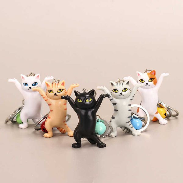 5 couleurs danse chat porte-clés dessin animé attrayant chaton ornement porte-clés femmes sac pendentif conception drôle enfants filles cadeau d'anniversaire G1019