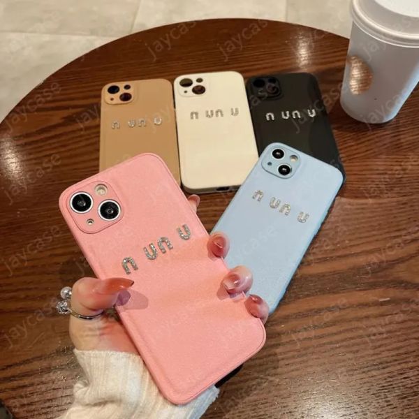 5 couleurs Designer Phone Case Luxe Diamants Lettres Phonecase Fashion Cover Shell pour IPhone 15 Pro Max Plus 14 13 12 11 G23101720Z-6