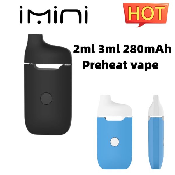 5 colores Plumas vape desechables 2 ml 3 ml Dispositivo recargable vacío Aceite grueso 280 mAh Batería Kits de Ecigs Visual Tank Pods Dispositivo de vapeo de precalentamiento al por mayor con botón