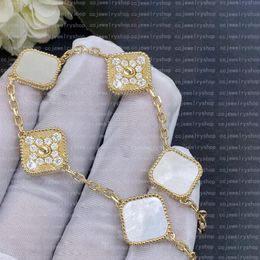 5 couleurs mode classique 4/quatre feuilles trèfle bracelets à breloques diamant bracelet chaîne or 18 carats agate coquille nacre pour femmes filles mariage fête des mères bijoux A