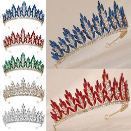 5 couleurs mode princesse rouge vert bleu cristal diadème couronne coréen élégant diadème mariage cheveux robe accessoires bijoux