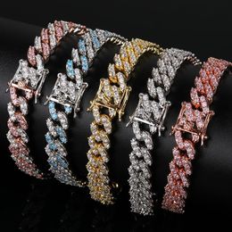 5 couleurs pour Optopns 9mm 7 8 pouces plaqué or Micro broche réglage CZ Bracelet cubain lien pour hommes bijoux 298r